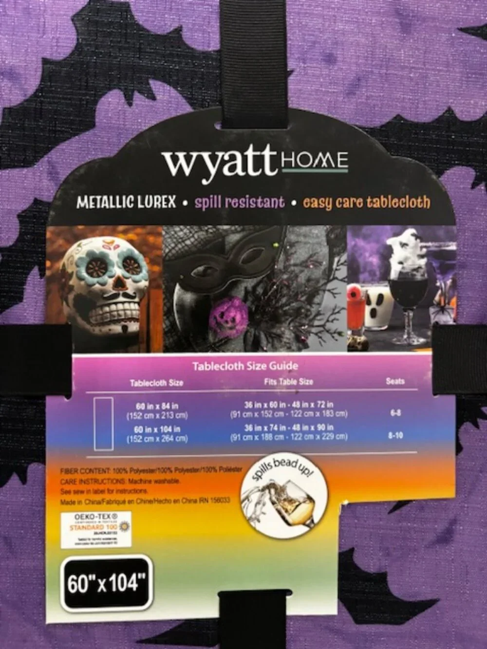 Three different Halloween themed, spill resistant, easy care tablecloths NWT